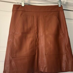 LOFT Brown Faux Leather Mini Skirt